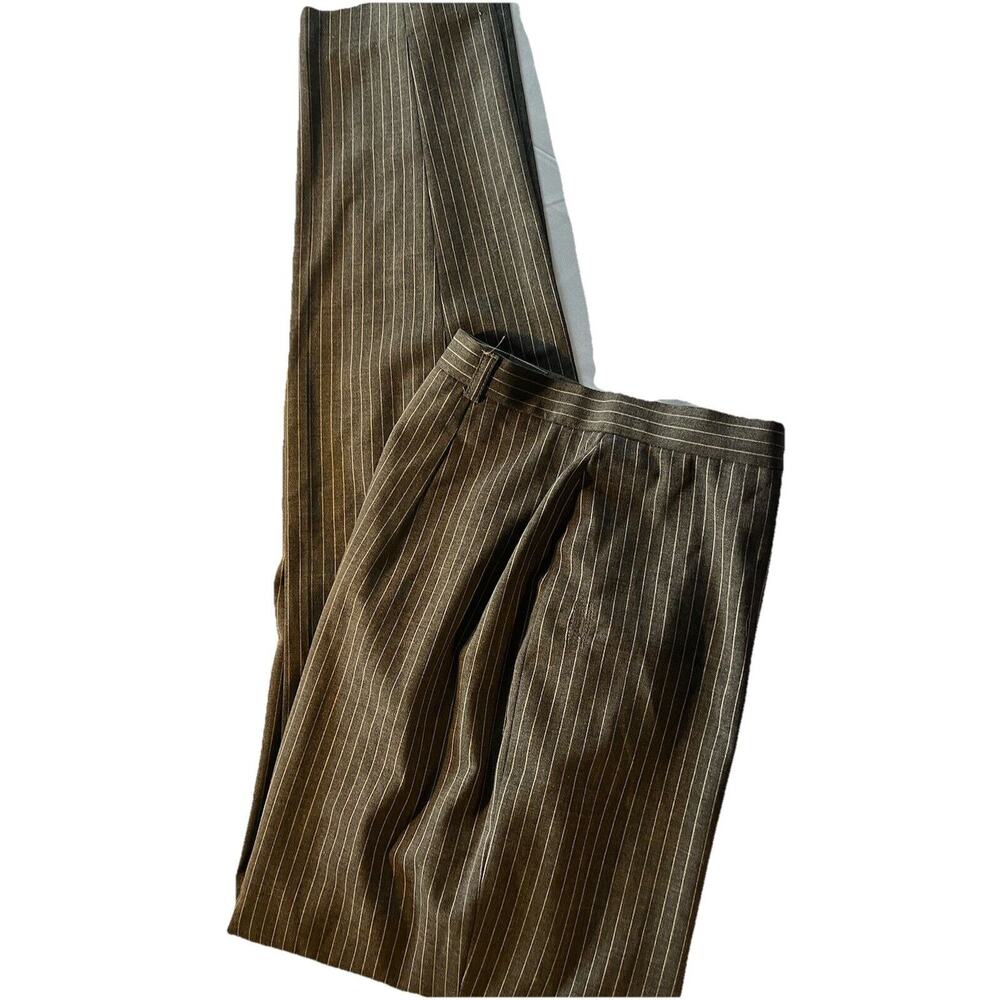 Escada Straight Leg Gray Pinstripe Dress Pants Women Size 40 Flaw Wool Blend